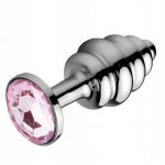 Korek analny spiralny z kryształem różowym