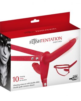 Vibrating Strap-on with Double Dildo Red