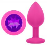 Korek silikonowy różowy z kryształem fioletowym