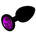 Korek silikonowy czarny z kryształem fioletowym