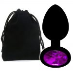 Korek silikonowy czarny z kryształem fioletowym